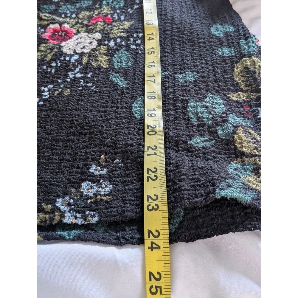LOFT Top Women's M Multi Floral Blouse Peasant Whimsigoth Smocked Boho Puff Slv